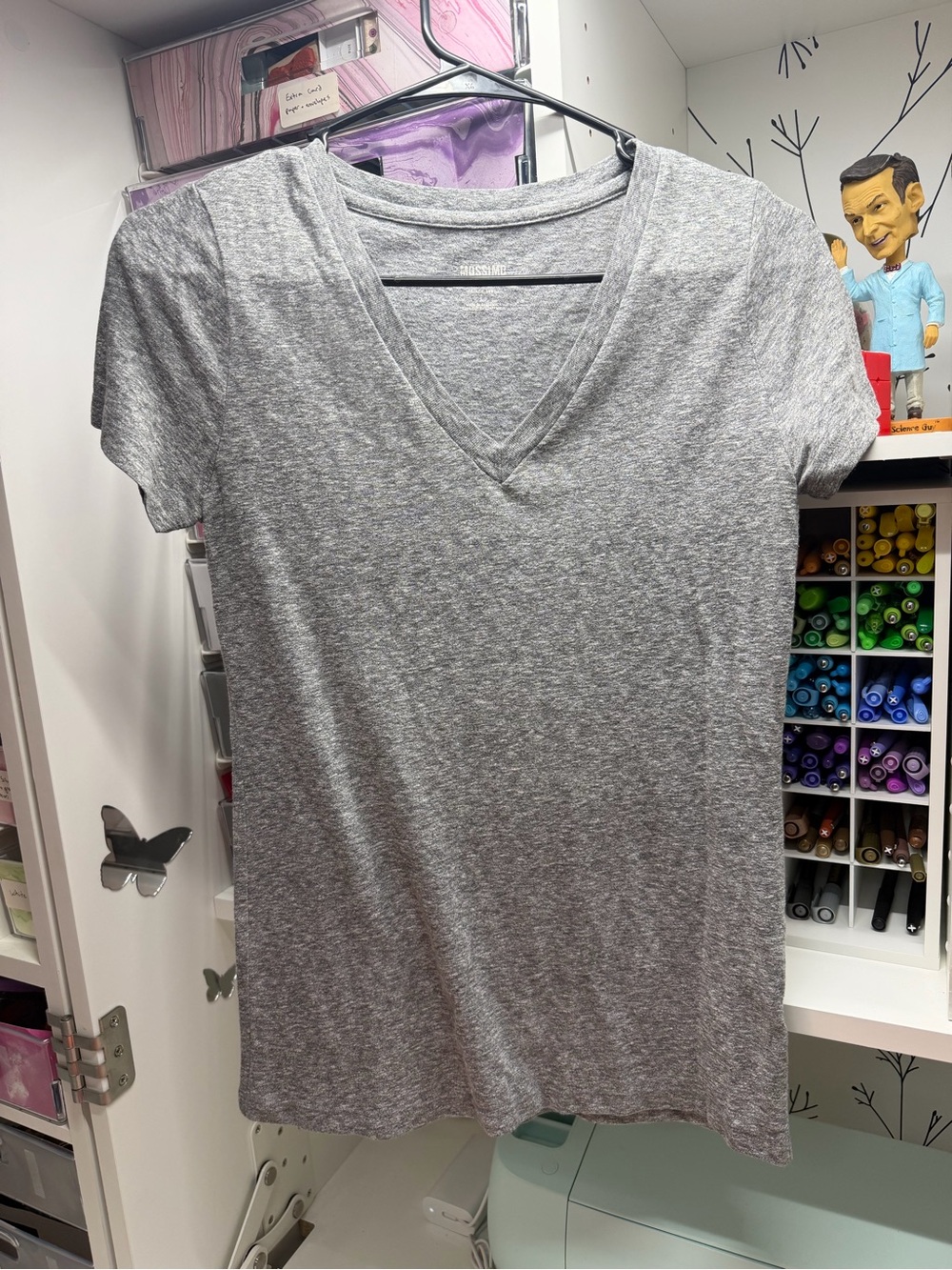 Mossimo Supply Co. Heather Gray V-Neck Short Sleeve Tee